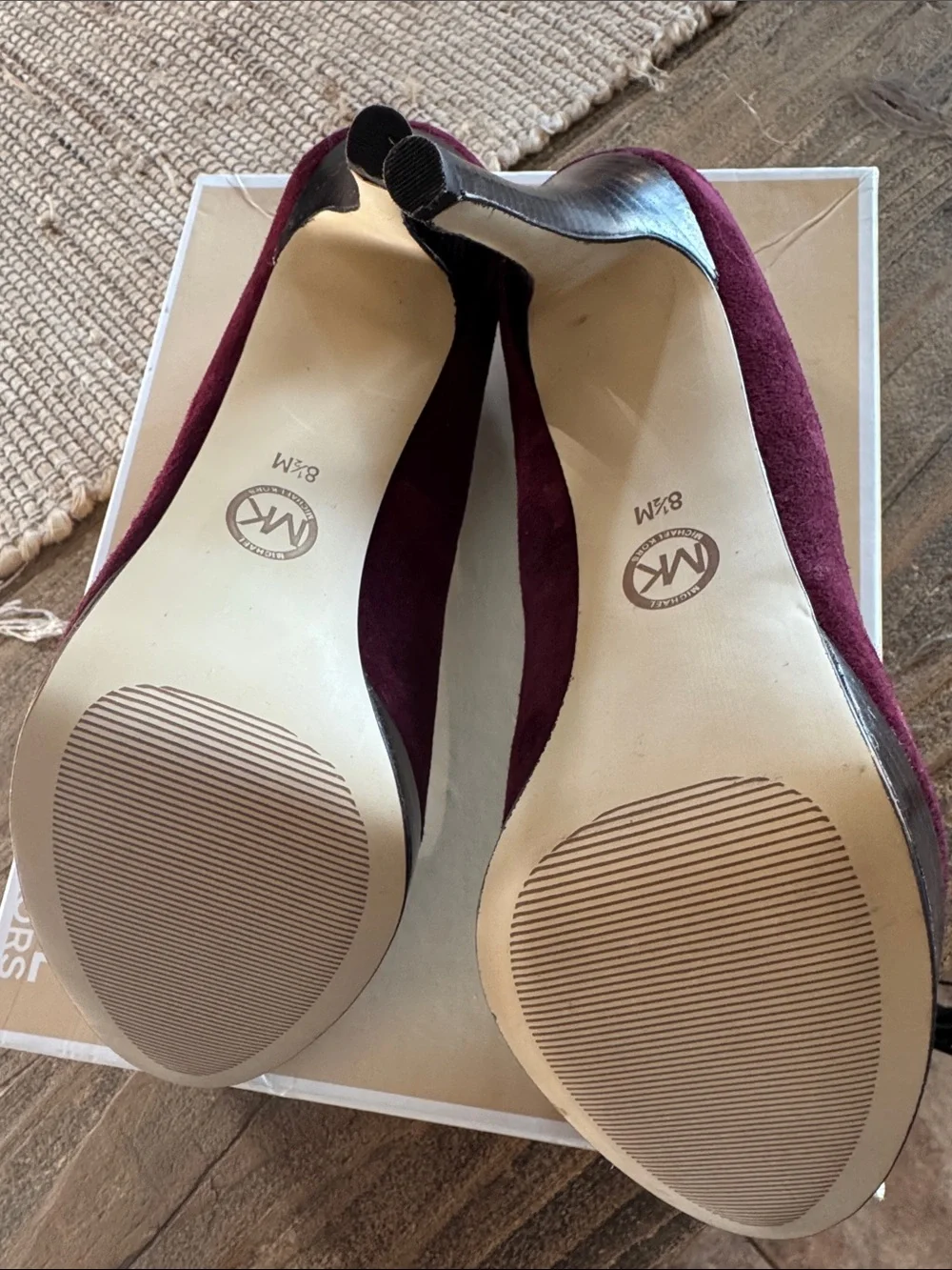 NEW in BOX! Michael Kors Burgundy Suede Peep-Toe Pumps with Platform